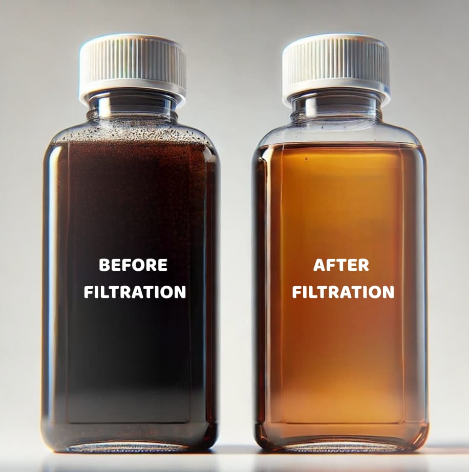 BEFORE AND AFTER FILTRATION OF HYDRAULIC OIL